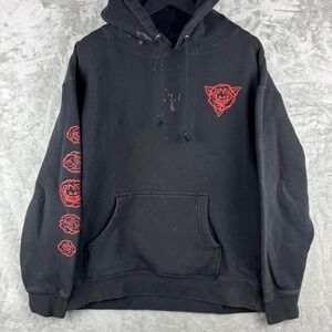 Vintage Spitfire Rose Pullover Hoodie Embroidered Mens M/L Skater Y2K Grunge